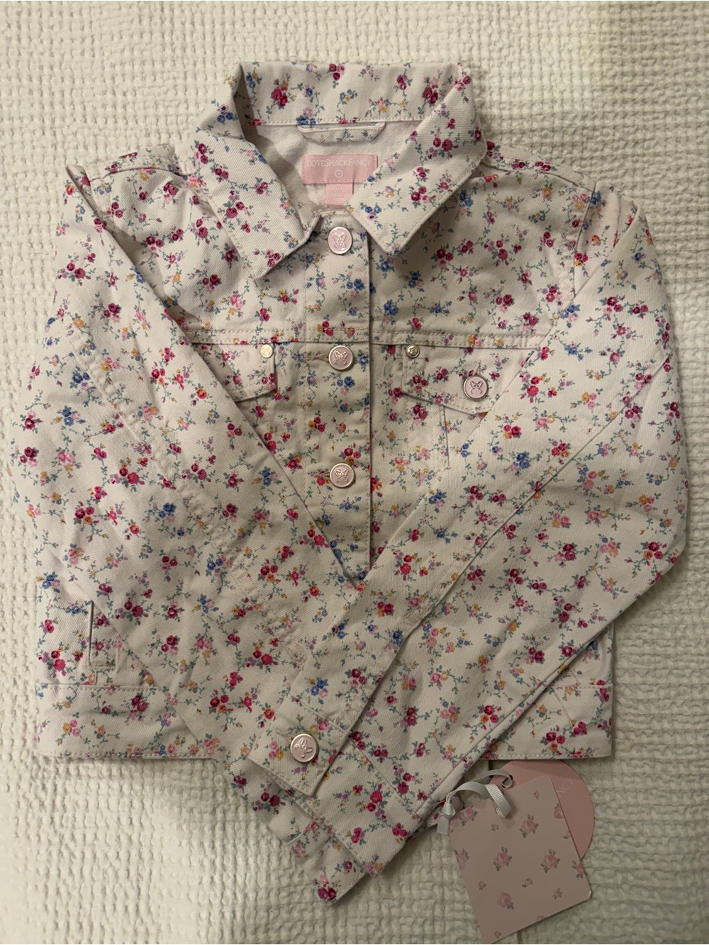 LoveShackFancy x Target Girls Cream Floral Denim Jacket